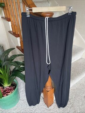 Aerie Black Slub Knit Cozy Drawstring Sweatpants